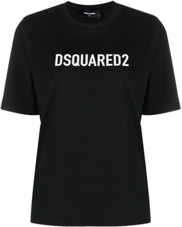 Dsquared2 Bedrukte T-shirts en Polos Dsquared2 , Black , Dames - XS