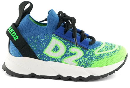 Dsquared2 Blauw/Groene Sneaker met Unieke Stofdetails Dsquared2 , Blue , Dames - 40 Eu,38 Eu,37 Eu,36 Eu,39 EU