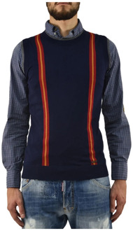 Dsquared2 Blauwe Heren Wol Mouwloos Vest Dsquared2 , Blue , Heren - M,S