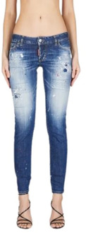 Dsquared2 Blauwe Jennifer Jeans met Medium Rode Vlekken Dsquared2 , Blue , Dames - M,S,2Xs