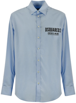 Dsquared2 Blauwe Logo Overhemd Dsquared2 , Blue , Heren - M,S