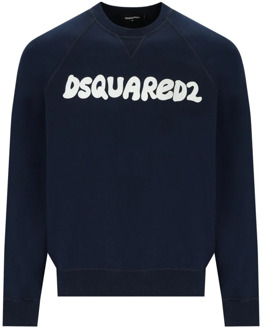 Dsquared2 Blauwe Logo Sweatshirt Dsquared2 , Blue , Heren - XL