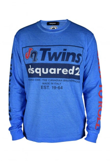 Dsquared2 Blauwe Print Longsleeve T-shirt Dsquared2 , Blue , Heren - S,Xs