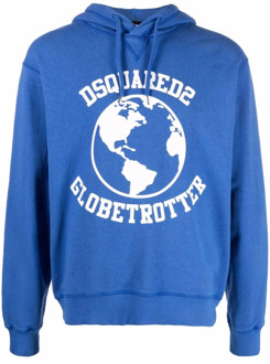 Dsquared2 Blauwe Regular Fit Hoodie Sweatshirt Dsquared2 , Blue , Heren - 2Xl,Xl,L,M,S,Xs