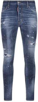Dsquared2 Blauwe Skinny Jeans met Distressed Look Dsquared2 , Blue , Heren - 2Xl,Xl,L,M,S