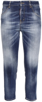 Dsquared2 Blauwe Skinny Jeans van Stretch Denim Dsquared2 , Blue , Dames - XS