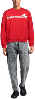 Dsquared2 Bold Maple Leaf Logo Rode Sweatshirt Rood