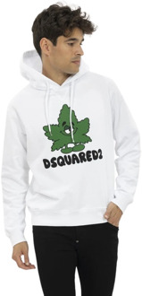 Dsquared2 Canada Flower Hoodie voor Heren Dsquared2 , White , Heren - 2Xl,Xl,M