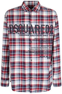 Dsquared2 Casual geruite overhemd Dsquared2 , Red , Heren - Xl,L,3Xl