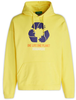 Dsquared2 Comfortabele en stijlvolle hoodie voor heren Dsquared2 , Yellow , Heren - L,M