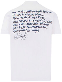 Dsquared2 Cool Fit Bob Marley Quote Design Wit T-shirt