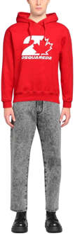 Dsquared2 Cool Fit Maple Leaf Rode Hoodie Rood