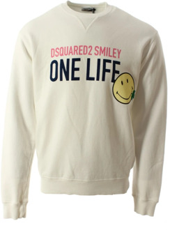 Dsquared2 Cool Fit Smiley Movement Witte Trui Dsquared2 , Beige , Heren - L,M