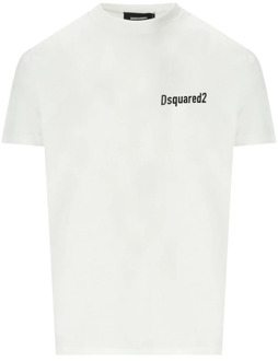 Dsquared2 Cool Fit Wit Logo Print T-Shirt Dsquared2 , White , Heren - Xl,L,M,S