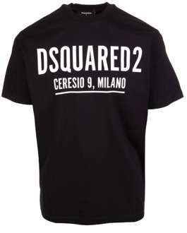 Dsquared2 Coole Logo Print T-Shirt Zwart Korte Mouw Dsquared2 , Black , Heren - Xl,L,M,S