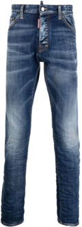 Dsquared2 Coolguy Denim Jeans, Vervaagd Blauw met Camel Plaque Dsquared2 , Blue , Heren - 2Xl,Xl,L