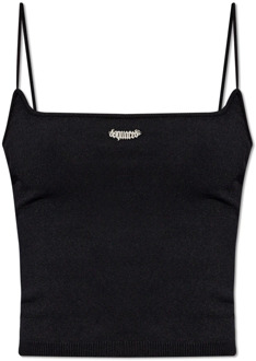 Dsquared2 Cropped top met logo Dsquared2 , Black , Dames - M,S,Xs,2Xs
