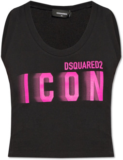 Dsquared2 Cropped top with logo Dsquared2 , Black , Dames - L,M,S,Xs,2Xs