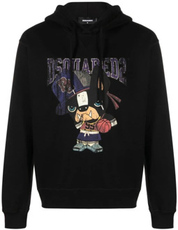 Dsquared2 D2 Hond Pullover Hoodie Dsquared2 , Black , Heren - L,M