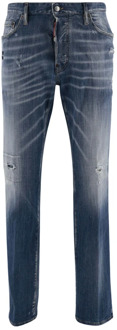 Dsquared2 Denim Jeans met Versleten Effect Dsquared2 , Blue , Heren - Xl,L,M,S,Xs