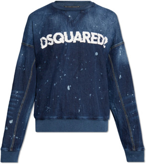 Dsquared2 Denim sweatshirt met logo Dsquared2 , Blue , Heren - 2Xl,Xl,M,S