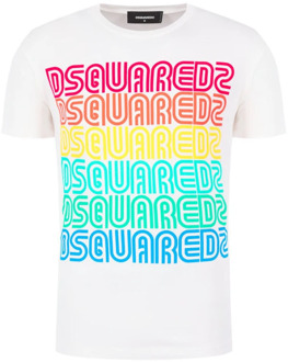 Dsquared2 Disco Rainbow T-shirt met logoprint Wit