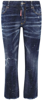 Dsquared2 Donkerblauwe Cropped Flared Jeans Dsquared2 , Blue , Dames - S