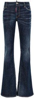 Dsquared2 Donkerblauwe Flare Jeans Dsquared2 , Blue , Dames - M,S,Xs,2Xs