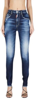 Dsquared2 Donkere Schone Was Hoge Taille Twiggy Jeans Dsquared2 , Blue , Dames - L,S,Xs