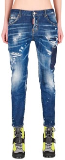 Dsquared2 Donkere Tiffany Cool Cropped Jeans Dsquared2 , Blue , Dames - S,Xs,2Xs,3Xs,4Xs