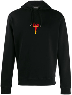 Dsquared2 Flame Key Hoodie Dsquared2 , Black , Heren - S