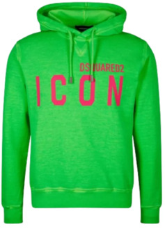 Dsquared2 Fluorescerende hoodie met iconisch logo Dsquared2 , Green , Heren - Xl,L,M,S