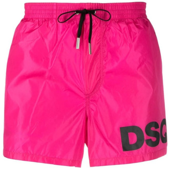 Dsquared2 Fuchsia Logo-Print Zwemshorts Dsquared2 , Pink , Heren - Xl,L,M,S,2Xs