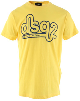 Dsquared2 Geel Cigarette Fit T-shirt voor Heren Dsquared2 , Yellow , Heren - M,S