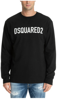 Dsquared2 Gestreept Logo T-Shirt met Lange Mouwen Dsquared2 , Black , Heren - L,M