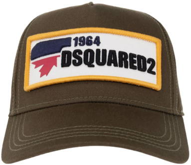 Dsquared2 Groene militaire stijl hoed met logo Dsquared2 , Green , Unisex - L,M