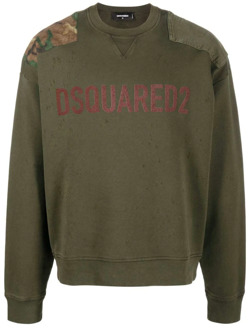 Dsquared2 Groene Sweatshirt met Banddetail Dsquared2 , Green , Heren - Xl,L,M