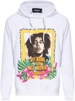 Dsquared2 Heren Bob Marley Hoodie (Wit) - L