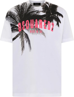 Dsquared2 Heren d2 palms slouch tee Wit - XL
