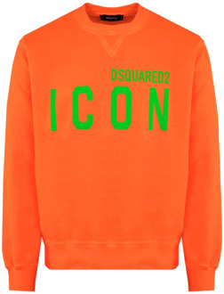 Dsquared2 Heren Icon Splash Sweatshirt Oranje Dsquared2 , Orange , Heren - Xl,L,M
