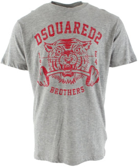 Dsquared2 Heren T-shirt in Grijs met Coole Pasvorm Dsquared2 , Gray , Heren - S