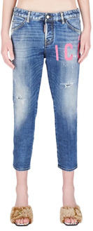 Dsquared2 Icon Crop Jeans - Medium Wassen Dsquared2 , Blue , Dames - 3Xs,4Xs,2Xs