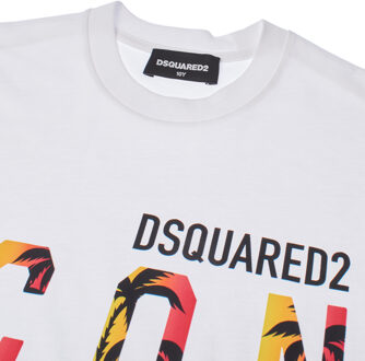 Dsquared2 Icon DQ1710D0-0MMDQ Slouch Fit T-shirt met korte mouwen voor jongens Wit - 8J / 128cm