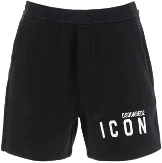 Dsquared2 Icon korte broek van sweatstof met logo Zwart