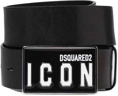 Dsquared2 Icon riem van leer Zwart - 100 cm