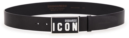 Dsquared2 Icon riem van leer Zwart - 90 cm