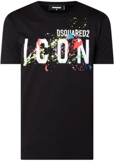 Dsquared2 Icon Splatter Cool Zwart T-Shirt Dsquared2 , Black , Dames - 2Xl,Xl,L,S