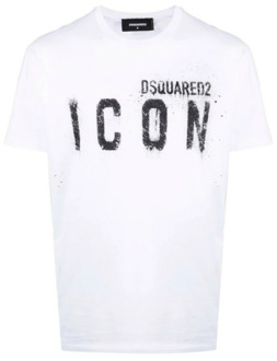 Dsquared2 Icon Spray Cool T-shirt Dsquared2 , White , Heren - Xl,L,M