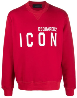 Dsquared2 Iconisch Ronde Hals Sweatshirt in Rood Dsquared2 , Red , Heren - L,M