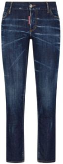 Dsquared2 Indigo Blauwe Skinny Jeans met Kreukel Effect Dsquared2 , Blue , Dames - Xs,2Xs